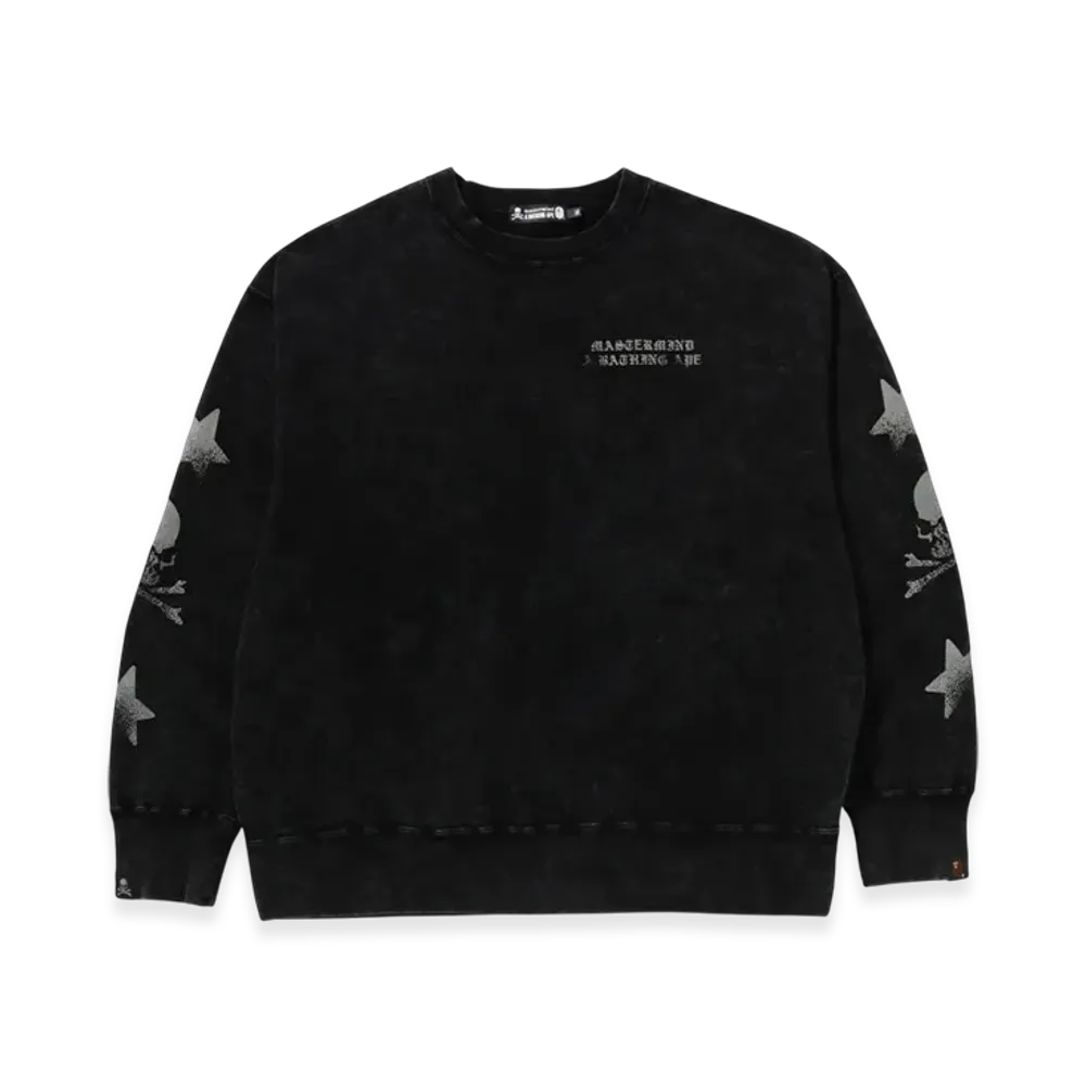 A BATHING APE x mastermind JAPAN Garment Dye Relaxed Fit Crewneck Sweatshirt "Black"