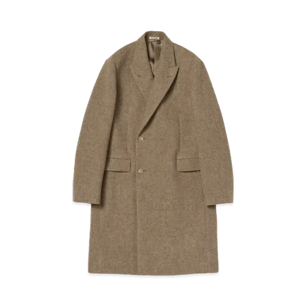 AURALEE Sponge Wool Melton Chesterfield Coat "Top Brown"