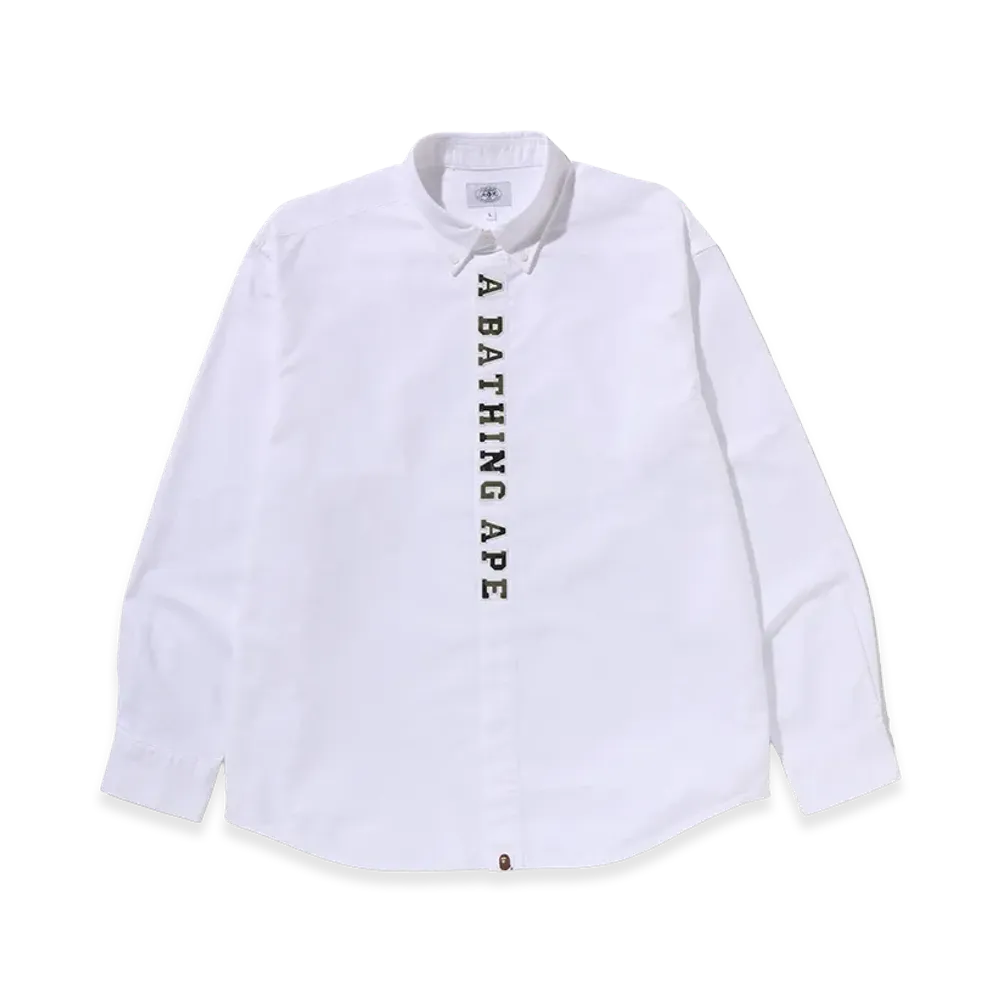 A BATHING APE Applique Oxford LS Shirt "White"