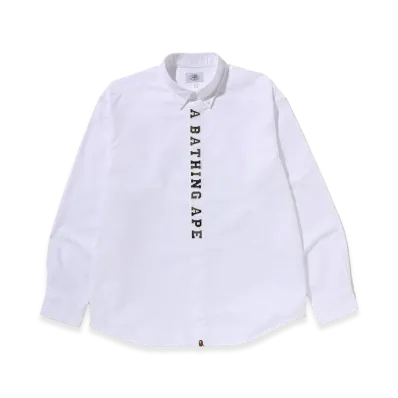 A BATHING APE Applique Oxford LS Shirt "White"