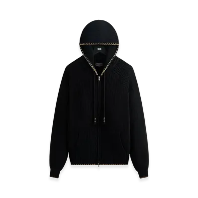 Kith Full Zip Miles Knit Hoodie "Black"