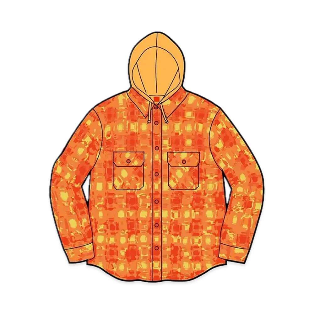 Supreme Hooded Flannel Zip Up Shirt "Orange"