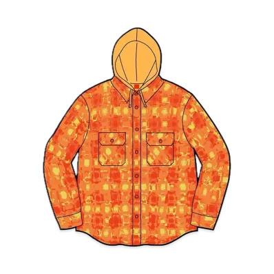 Supreme Hooded Flannel Zip Up Shirt "Orange"