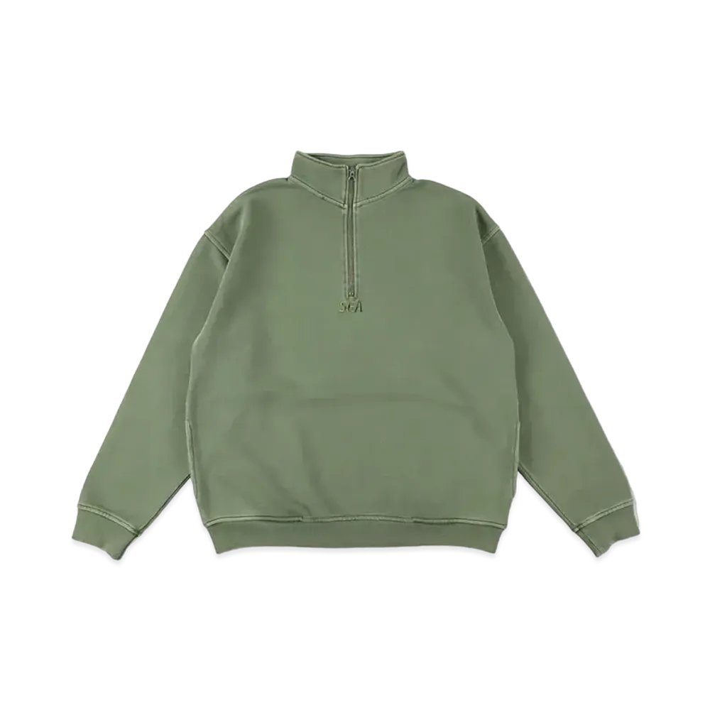 WIND AND SEA Sea Pigment Half Zip Sweat "Khaki"