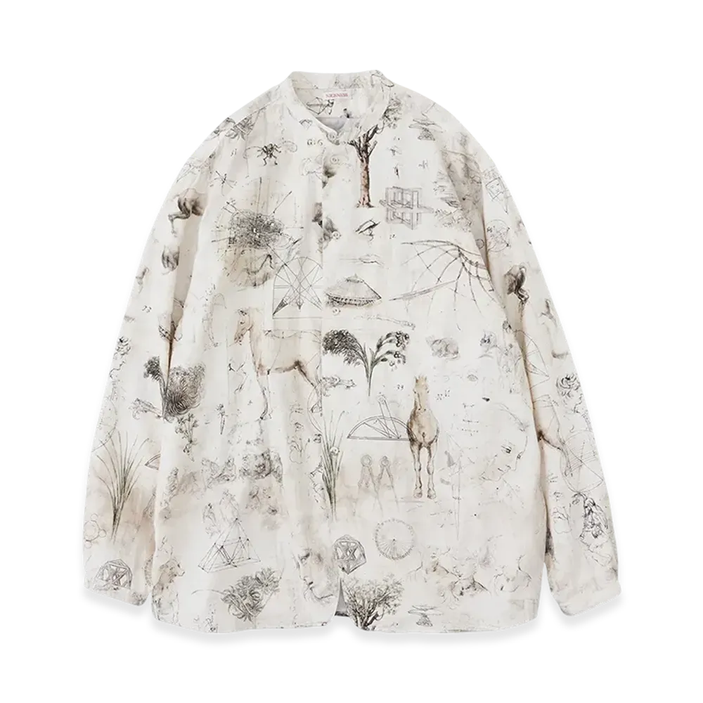 NICENESS V.Chad Printed Narrow Collar Shirt Jacket "Beige"