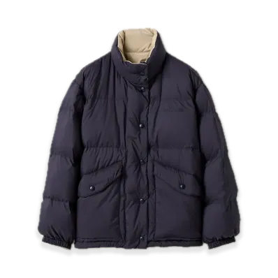 MIU MIU Reversible Technical Pongee Down Jacket "Beige Sable/Blue"