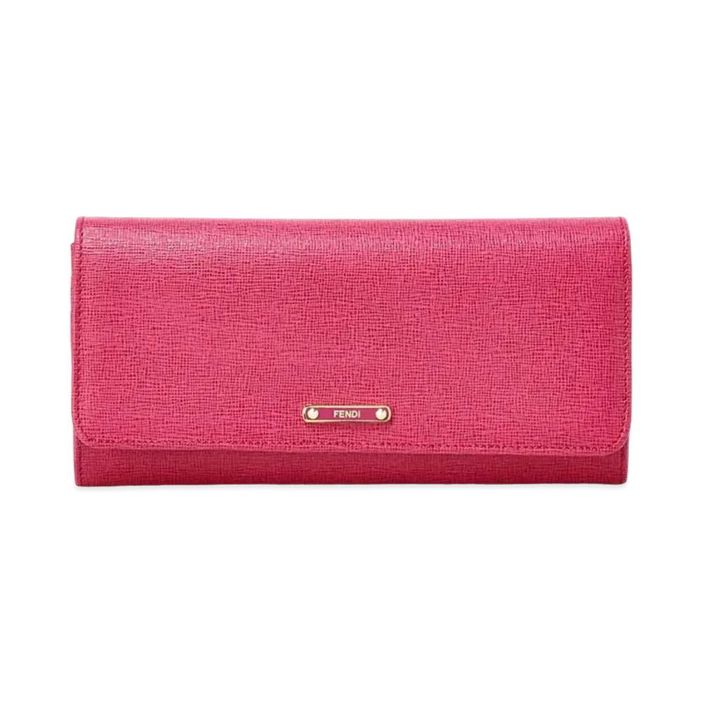 FENDI Crayons Leather Flap Long wallet "Pink"
