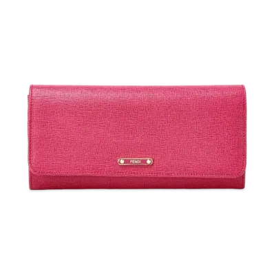 FENDI Crayons Leather Flap Long wallet "Pink"