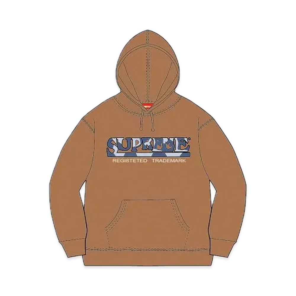 Supreme Denim Logo Hooded Sweatshirt "Brown"