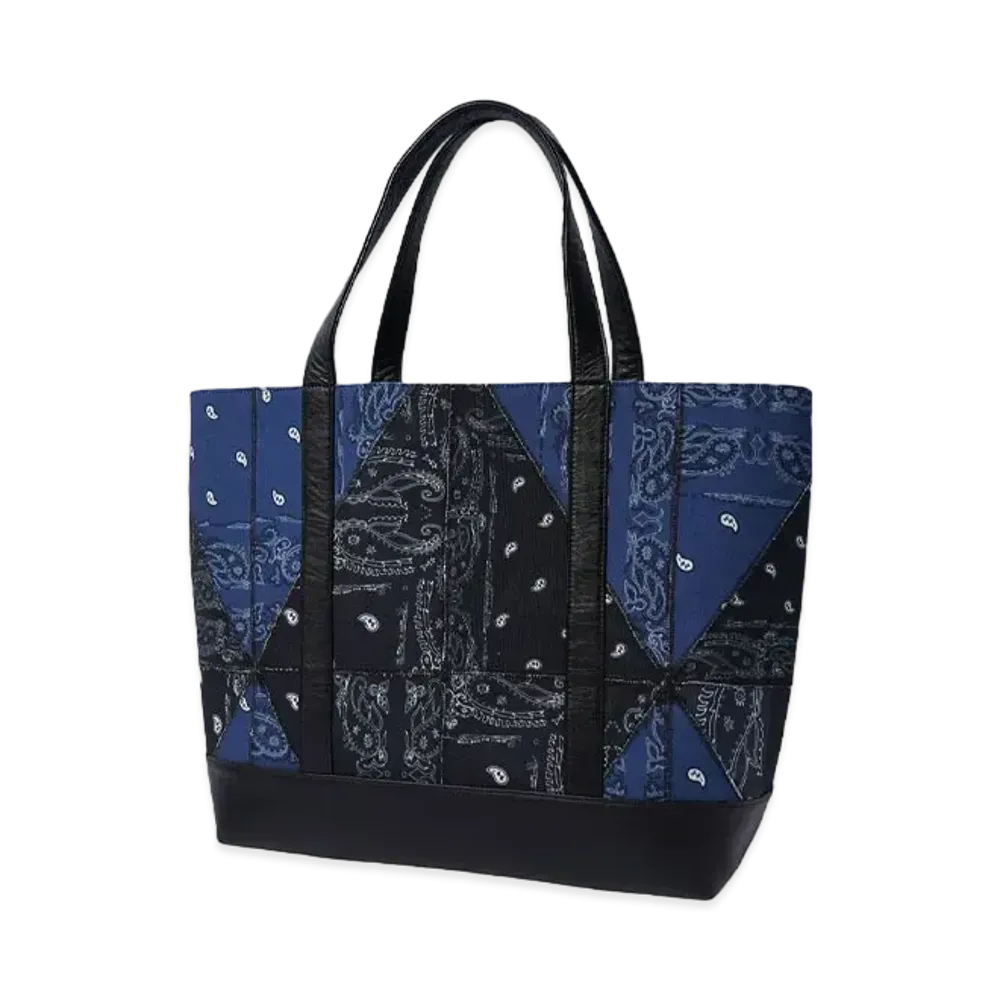 THE WORLD IS YOURS Geometric Paisiey Tote Bag (菱形) "BLACKxNAVY"