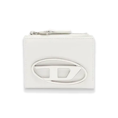 Diesel 1Dr Bi-Fold Zip Ii Small Leather Wallet With Logo Plaque "White"