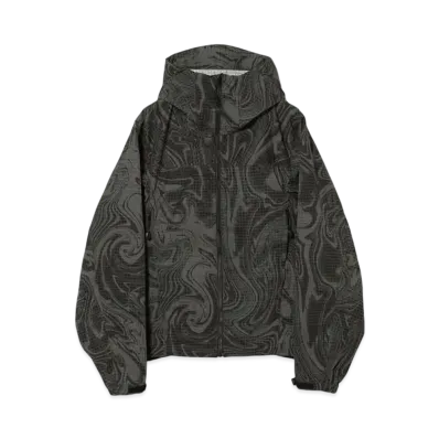 BEAMS Printed Zip-Up Hoodie "Black"