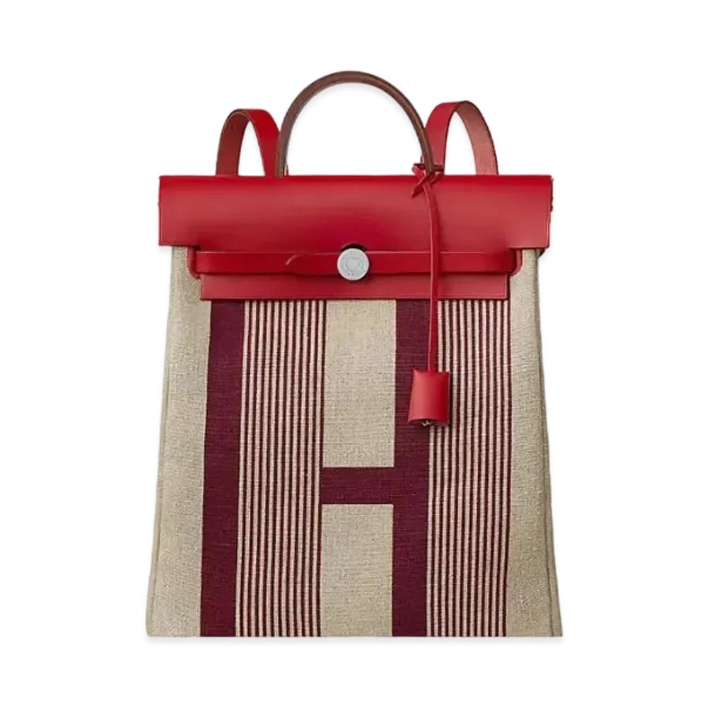 Hermes Herbag a dos Zip retourne backpack "Bordeaux/Ficelle/Rouge"