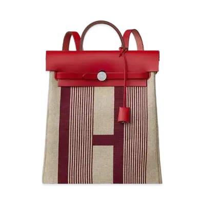 Hermes Herbag a dos Zip retourne backpack "Bordeaux/Ficelle/Rouge"