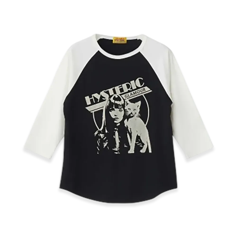 HYSTERIC GLAMOUR Hysteric Woman Cat 3 4 Sleeve T-Shirt Women "Black"