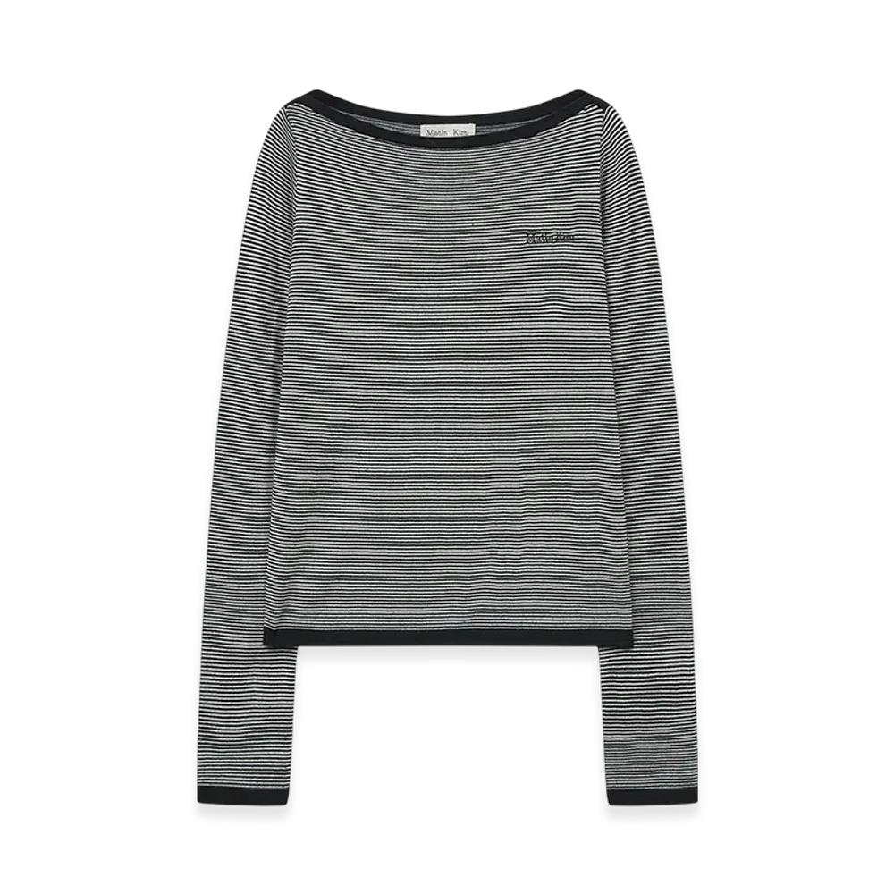 Matin Kim Essential Boat Neck Knit Top "Black"