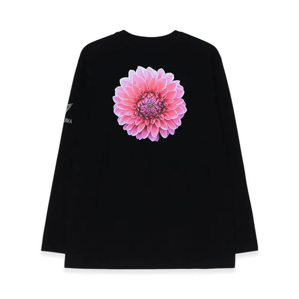 WILDSIDE YOHJI YAMAMOTO Pink Dahlia Long Sleeve T-Shirt "Black"