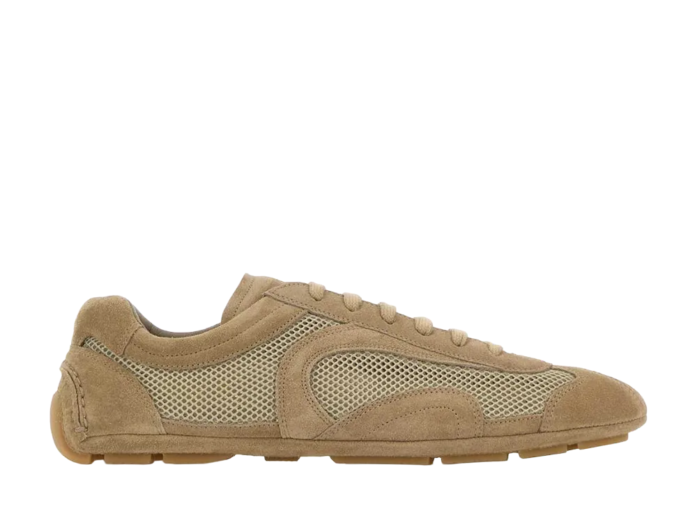 PRADA Cappuccino Suede And Mesh Montecarlo Re-Edition 2005 Sneakers "Beige"