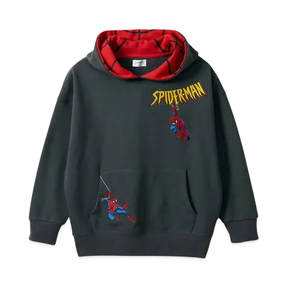 graniph x Spider Man Symbiote Kids Fleece Parka "Sumikuro"