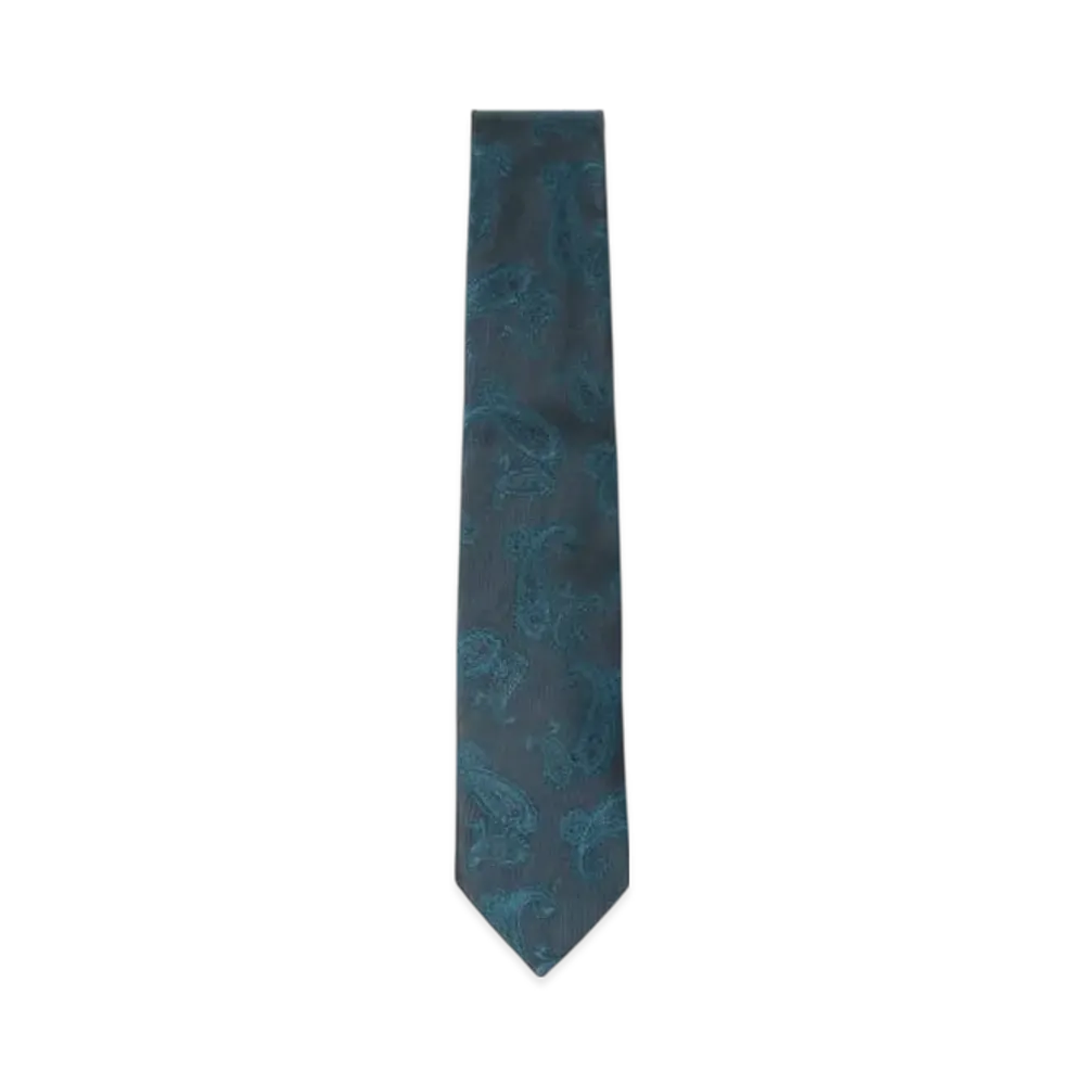 BEAMS Silk Paisley Jacquard Tie "Green"