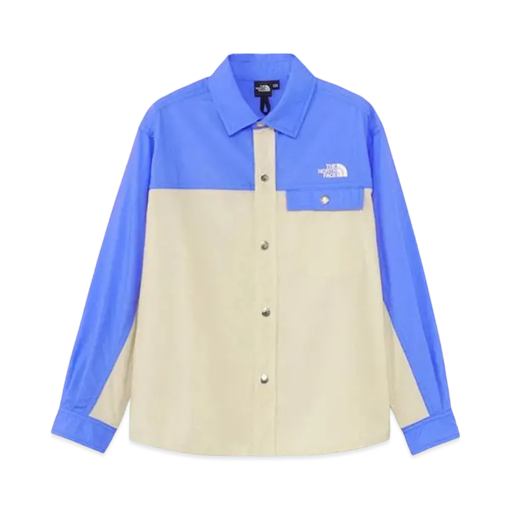 The North Face Kids Long Sleeve Nuptse Shirt "Solar Blue x Gravel"