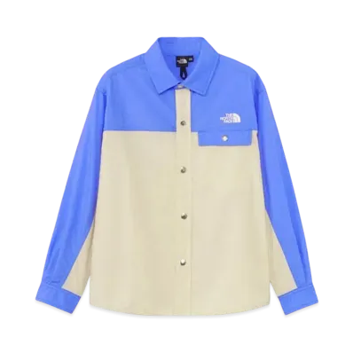 The North Face Kids Long Sleeve Nuptse Shirt "Solar Blue x Gravel"