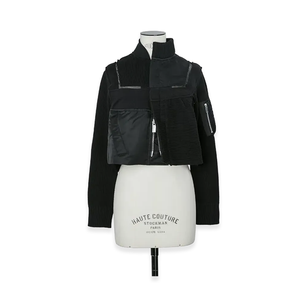 sacai Nylon Twill x Knit Blouson "Black"