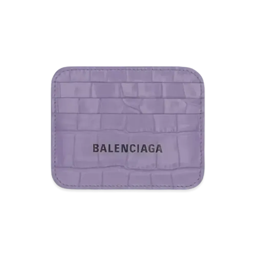 BALENCIAGA Cash Card Holder Split Crocodile Embossed "Lilac"