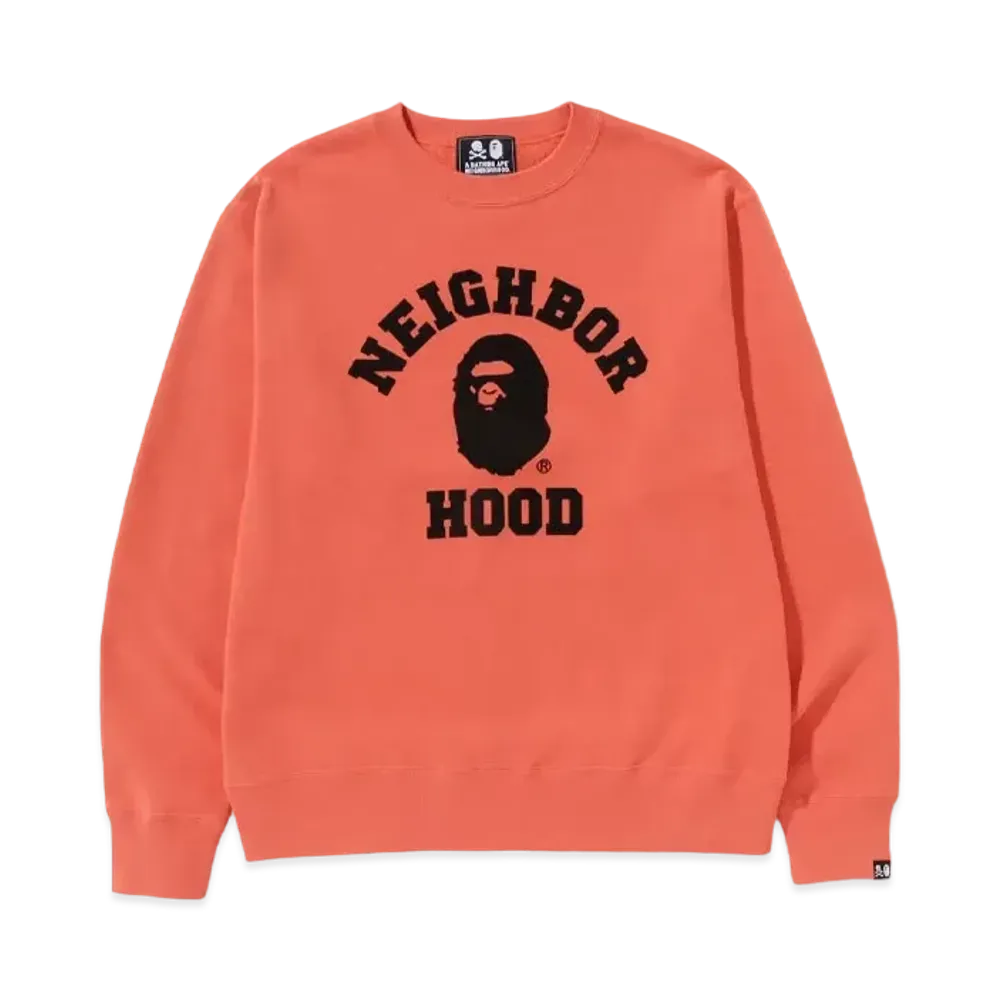 A BATHING APE x NEIGHBORHOOD Relaxed Fit Crewneck "Orange"