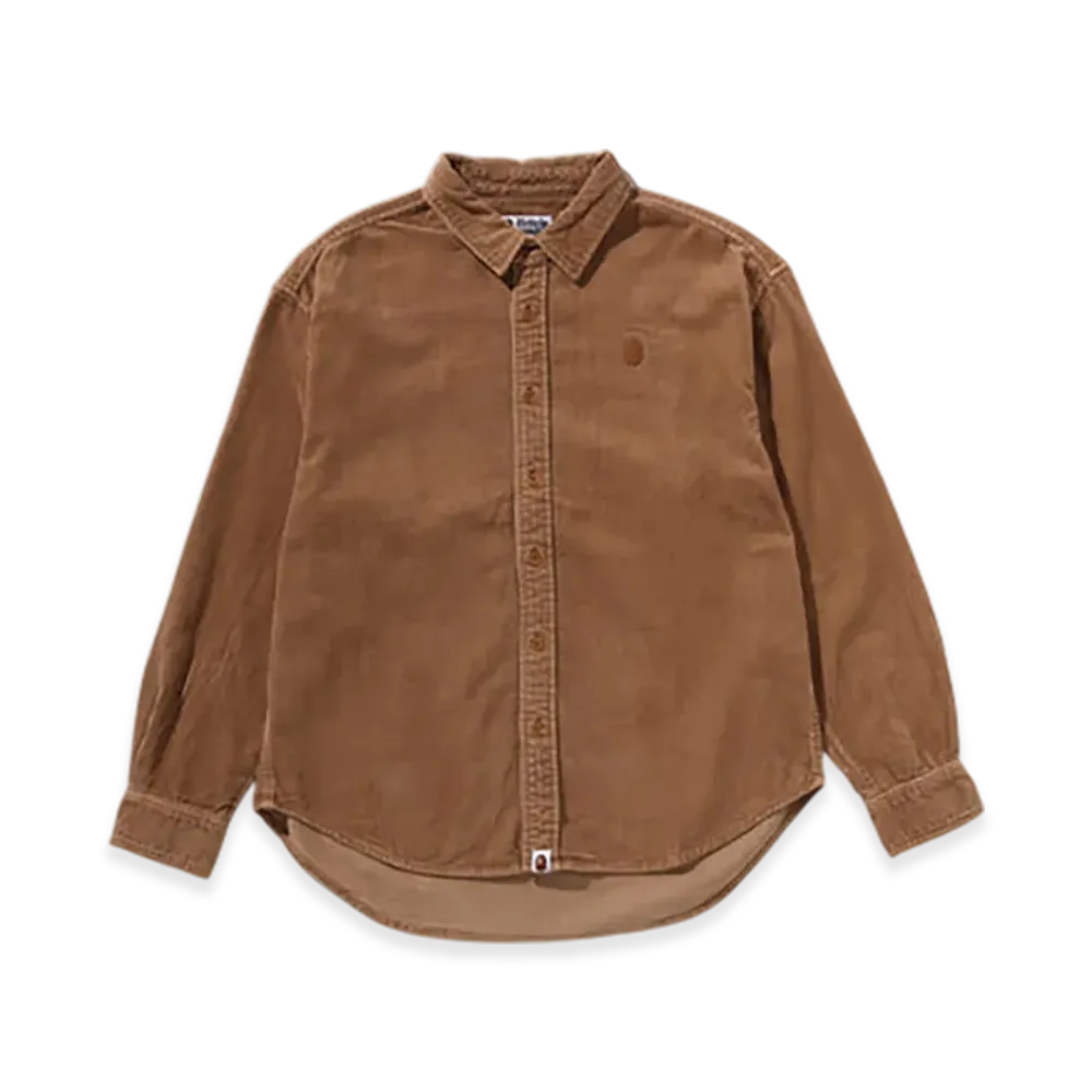A BATHING APE One Point Heavy Washed Corduroy LS Shirt "Beige"