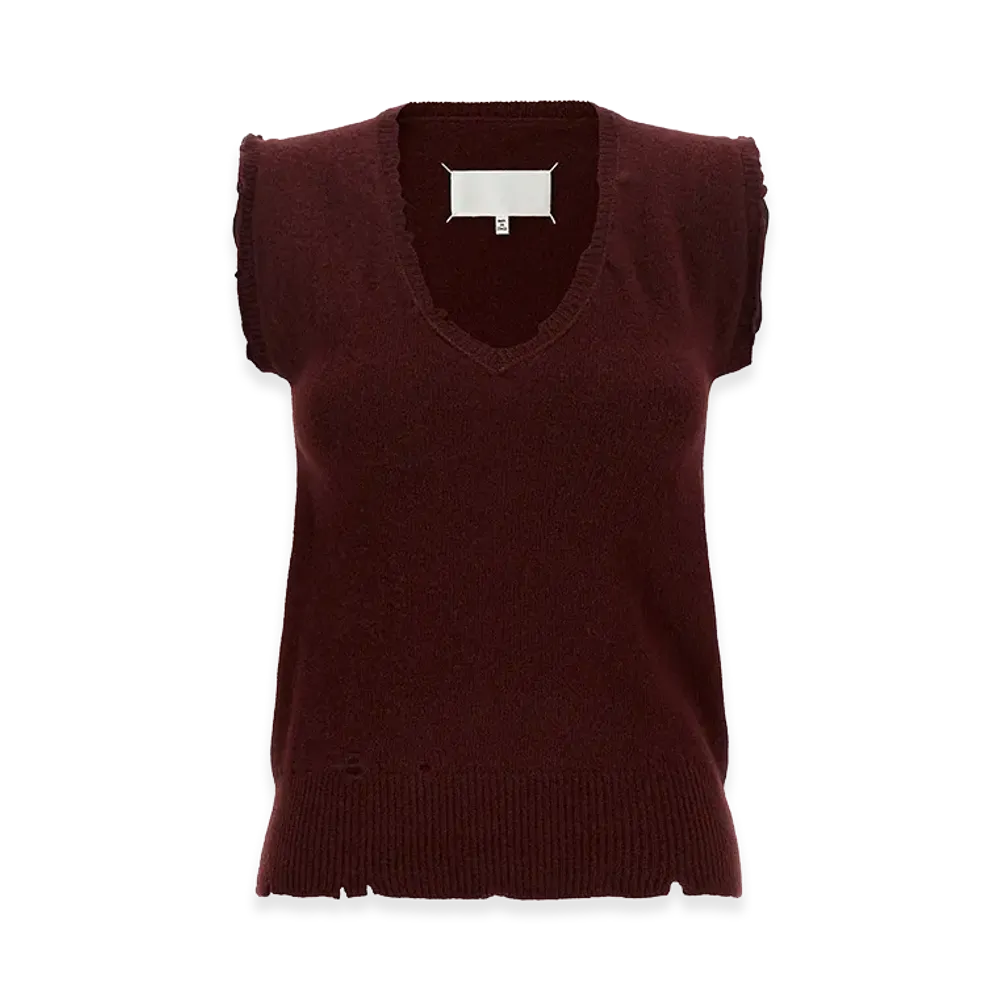 Maison Margiela Women's Distressed Vest "Bordeaux"