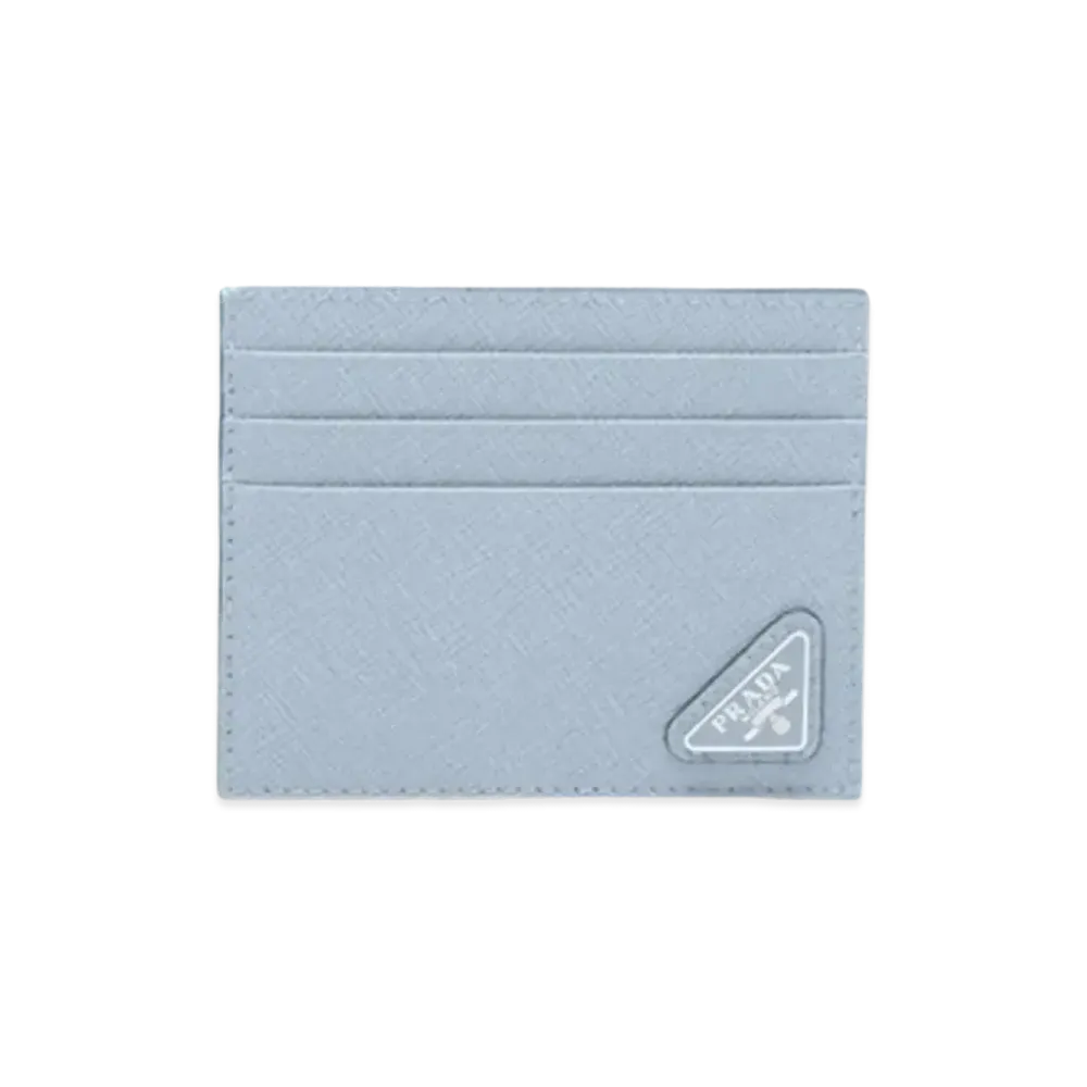 PRADA Saffiano Leather Card Holder "Light Blue"