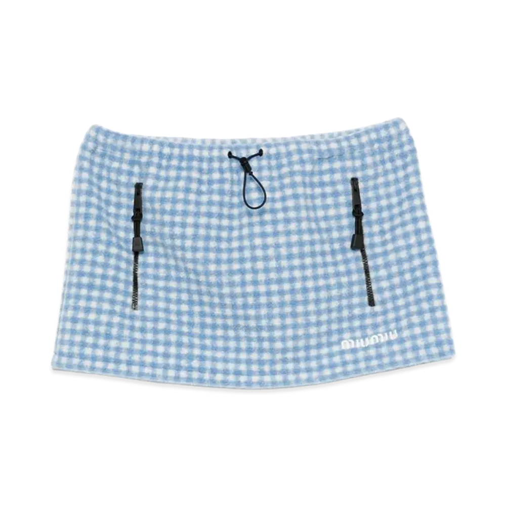 MIU MIU Women's Fleece-Effect Vichy Skirt "Blue"
