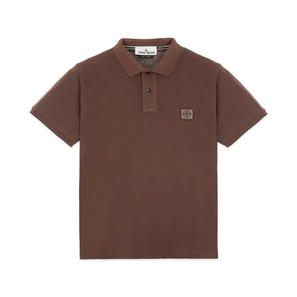 Stone Island 22S67 COTTON PIQUE PIGMENT DYED_SLIM FIT "Mahogany Brown"