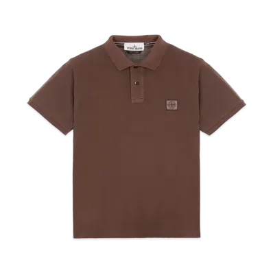 Stone Island 22S67 COTTON PIQUE PIGMENT DYED_SLIM FIT "Mahogany Brown"
