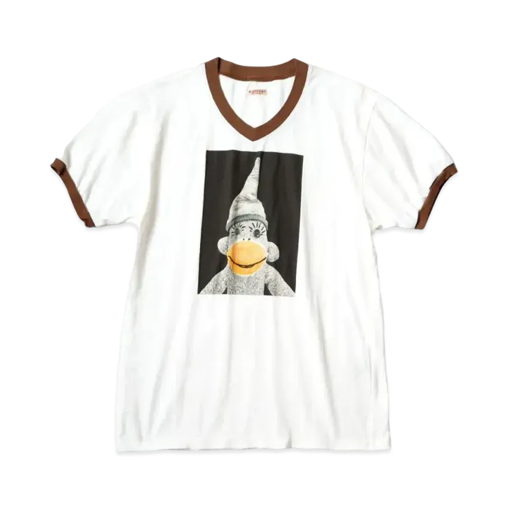 KAPITAL 20 India V Neck Ringer Tee "White"