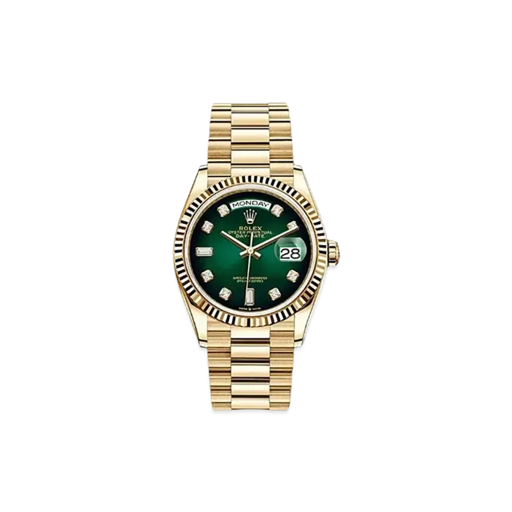 ROLEX Day-Date 36 Green Dial 10P Diamonds 128238A