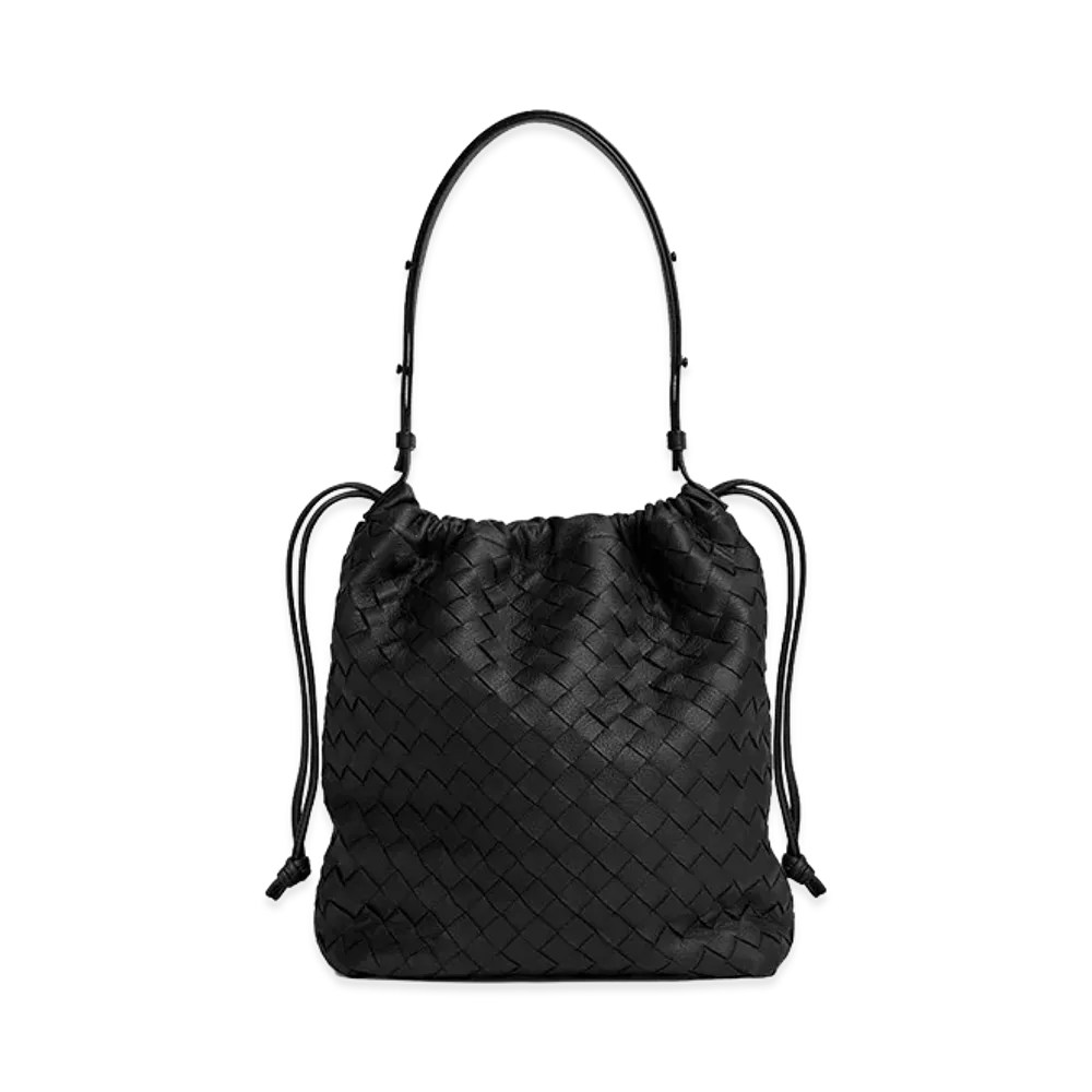 Bottega Veneta Biblioteca Drawstring Bucket "Black"