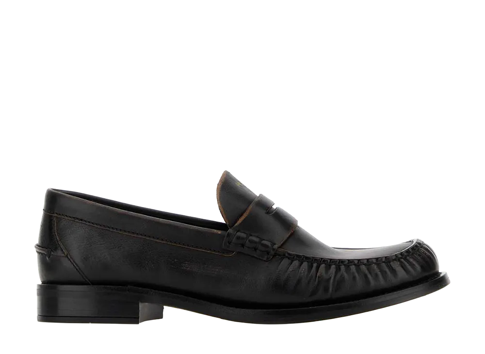PRADA Women's Black Leather Loafers "Brown"