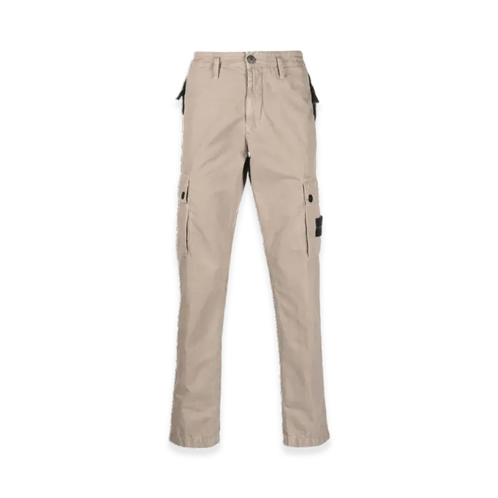 Stone Island 303WA Brushed Cotton Canvas Garment Dyed Cargo Pants - 23SS "Dove Grey"