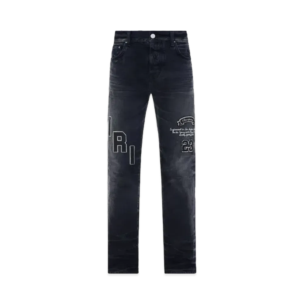 AMIRI Hockey Logo Straight Jean "Faded Black"