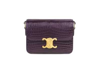 CELINE Teen Triomphe Bag in Crocodile "Aubergine"