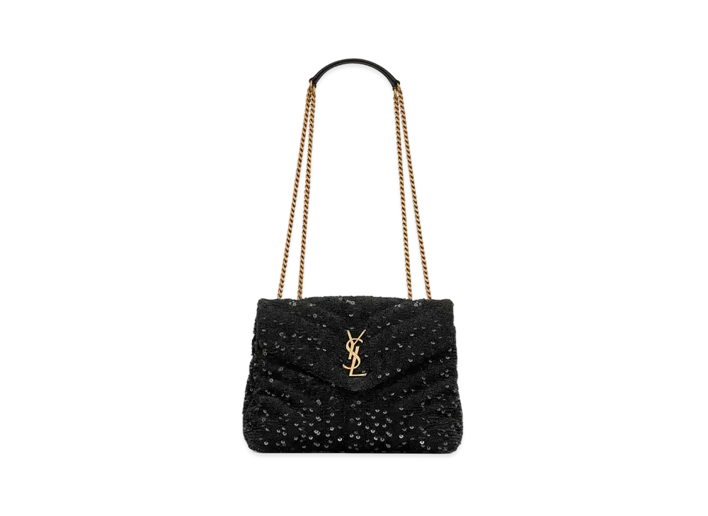 SAINT LAURENT Loulou Small In Matelasse Y Leather, Satin And Sequins "Black"