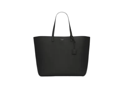 SAINT LAURENT Bold East/West Shopping Bag In Double-Face Smooth Leather "Black"