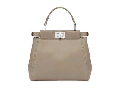 FENDI Peekaboo Mini Leather Hand Bag "Beige"