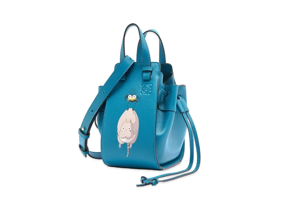 LOEWE x Spirited Away Bo Mouse Mini Hammock Drawstring Bag In Classic Calf "Lagoon Blue"