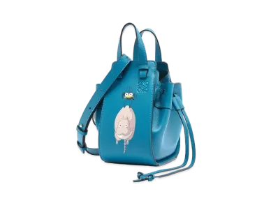 LOEWE x Spirited Away Bo Mouse Mini Hammock Drawstring Bag In Classic Calf "Lagoon Blue"