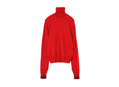 Yohji Yamamoto Y's BASOLAN EXTRAFINE MERINO WOOL PATCHING HIGH NECK KNIT "Red"