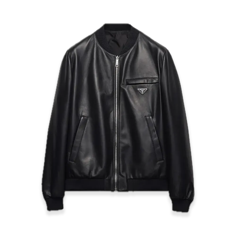 PRADA Nappa Leather Bomber Jacket "Black"