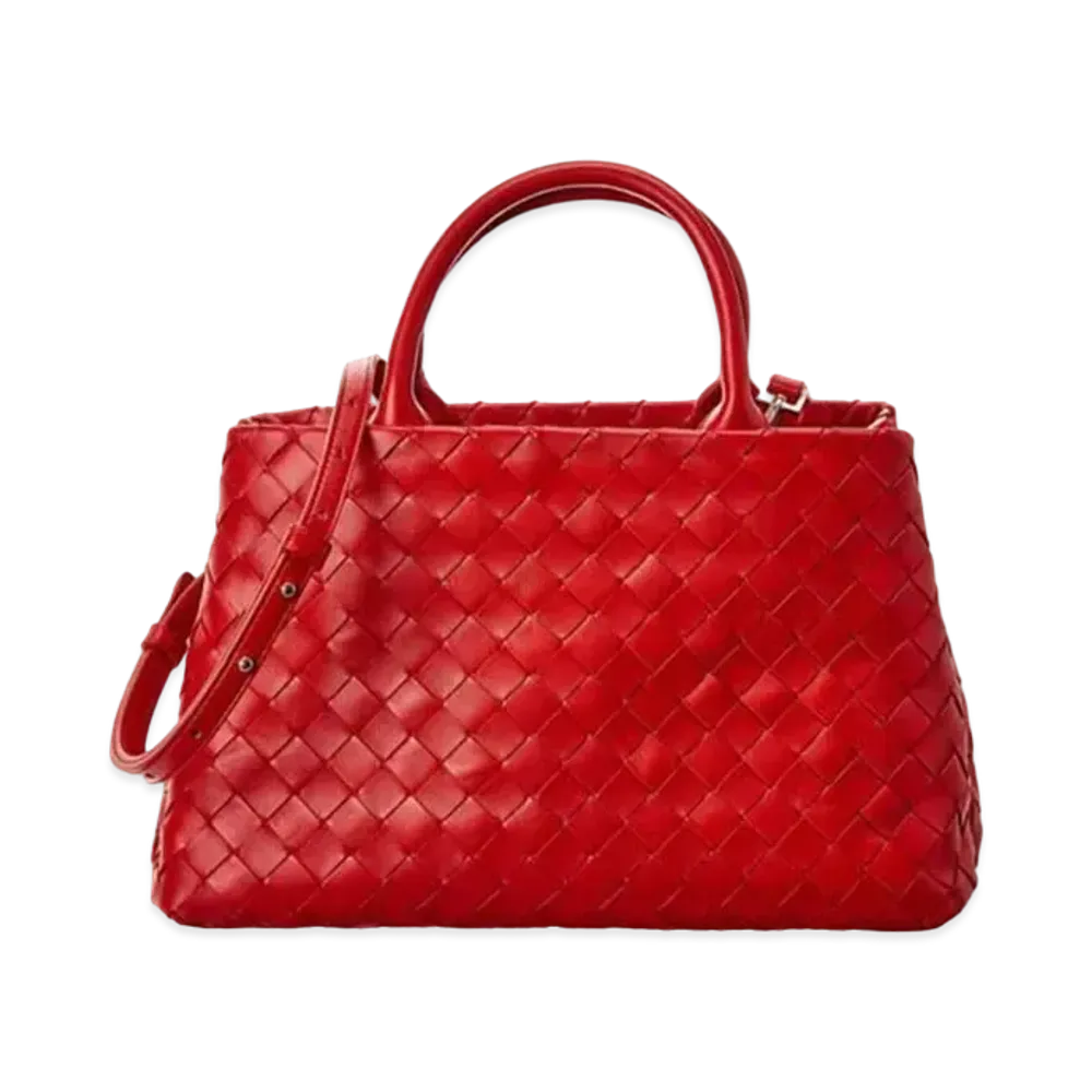 Bottega Veneta Intrecciato Hand Bag "Red"